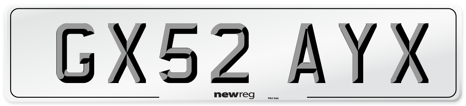GX52 AYX Number Plate from New Reg